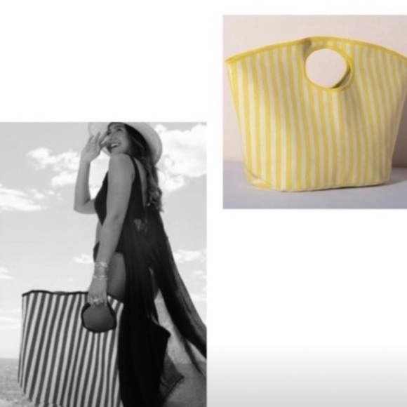 Shiraleah NWT Lolita yellow striped tote - Picture 2 of 4
